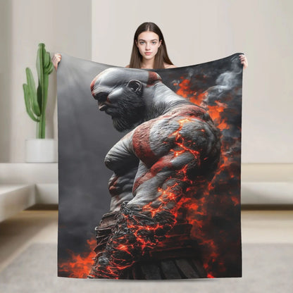 Super Soft Blanket Travel Office God of War Game Gamers Kratos Throw Blanket  Flannel Bedspread For Outdoor Sofa Bed Cover