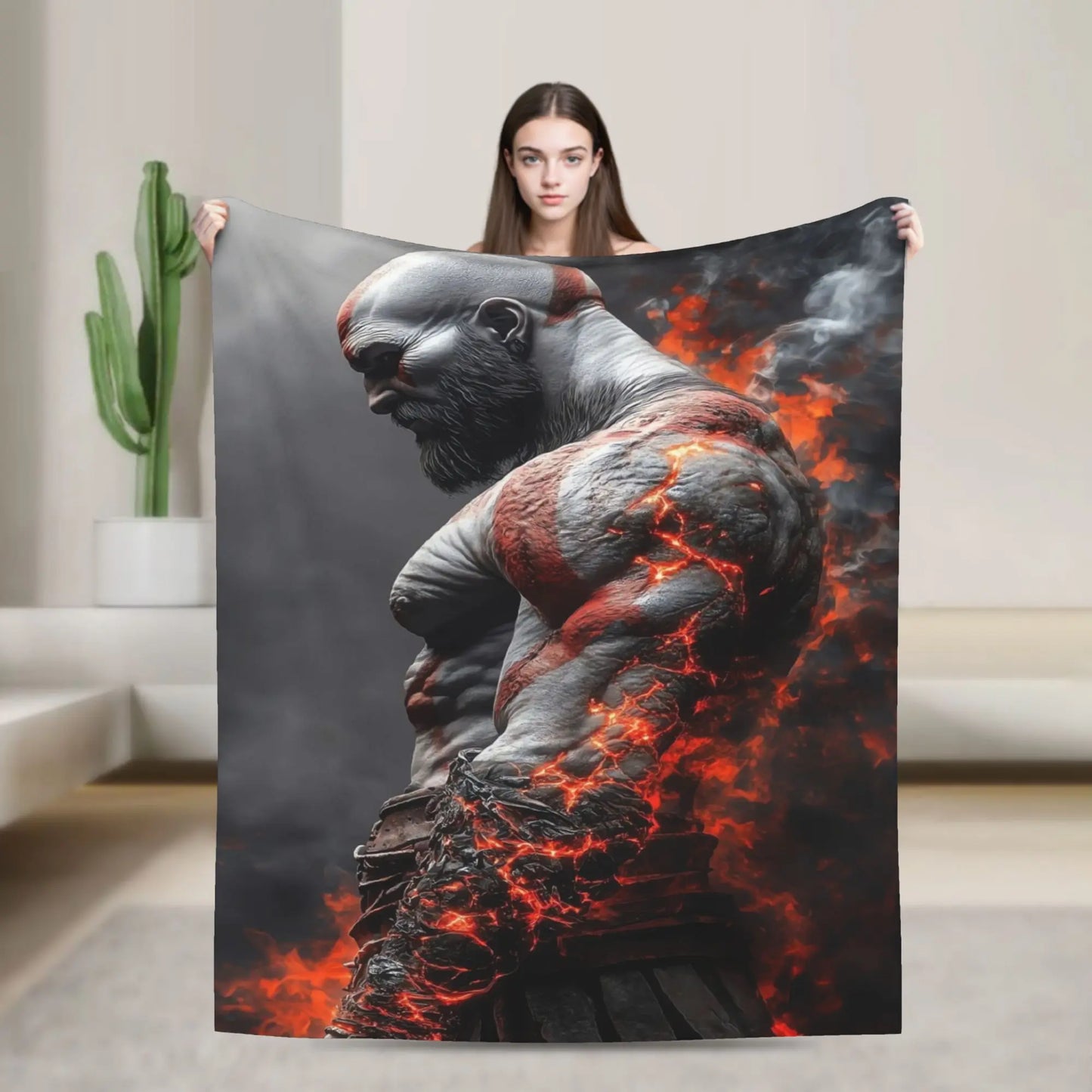God of War Game Gamers Kratos Blanket Quality Super Soft  Throw Blanket Spring Decorative Couch Chair Sofa Bed Pattern Bedspread
