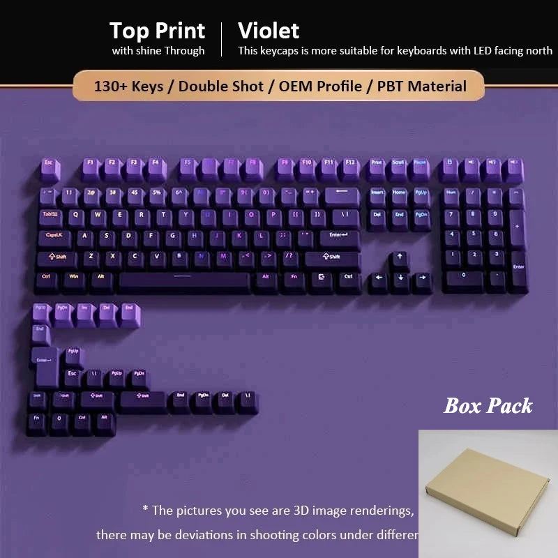 Conjunto de 133+ teclas OEM em gradiente para teclado mecânico gaming com switches Cherry MX, PBT retroiluminado RGB, layout ISO