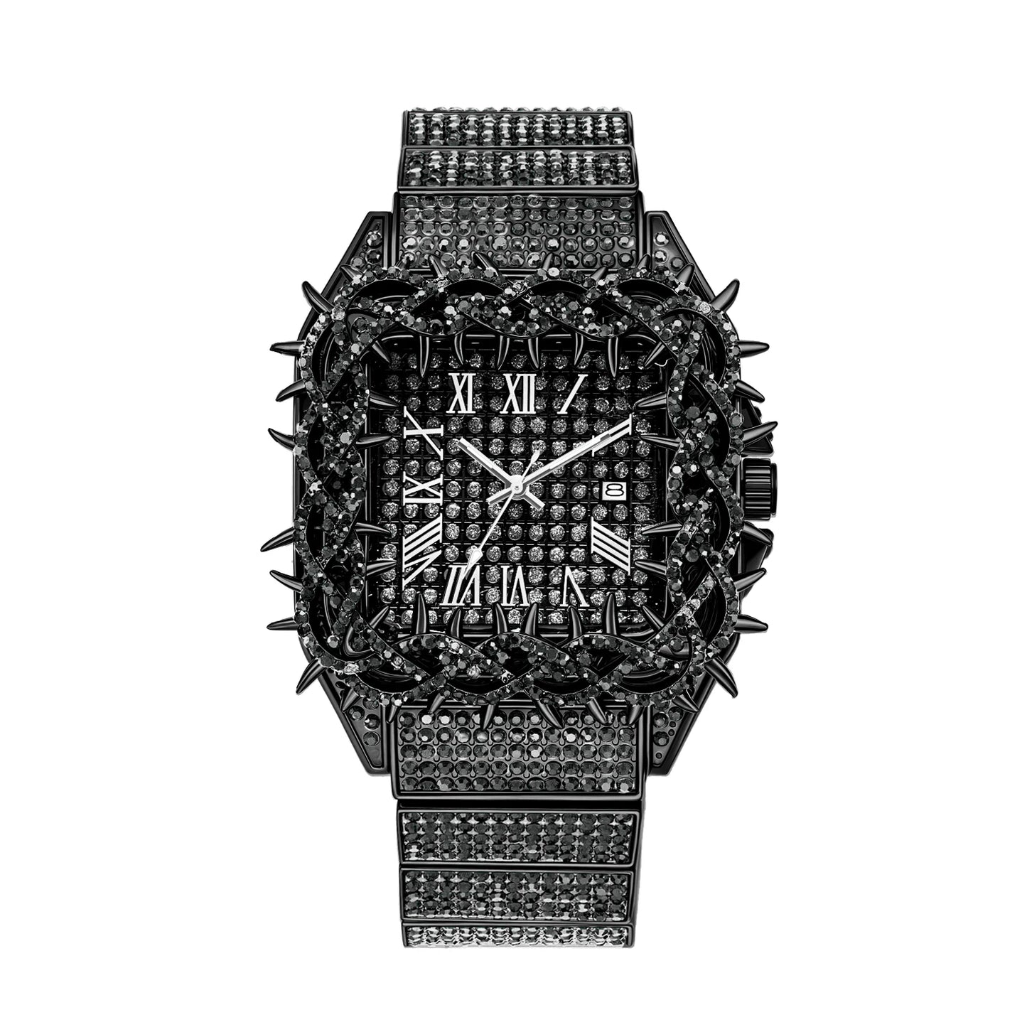 Shine Luxury Hip-Hop Diamond Watch with Emeralds for Men Replica Czech Stone Inlaid Waterproof Gold Watch שעוני יוקרה