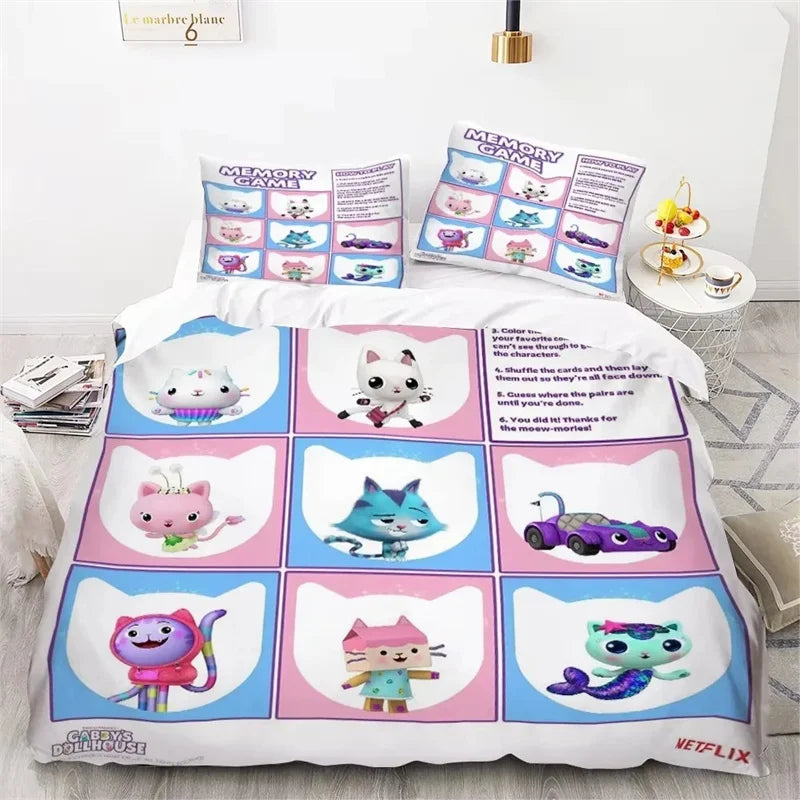 Gabbys Doll house 3D Printed Duvet Case Pillowcase Bedding Set Twin Full King for Kids Adults Bedroom