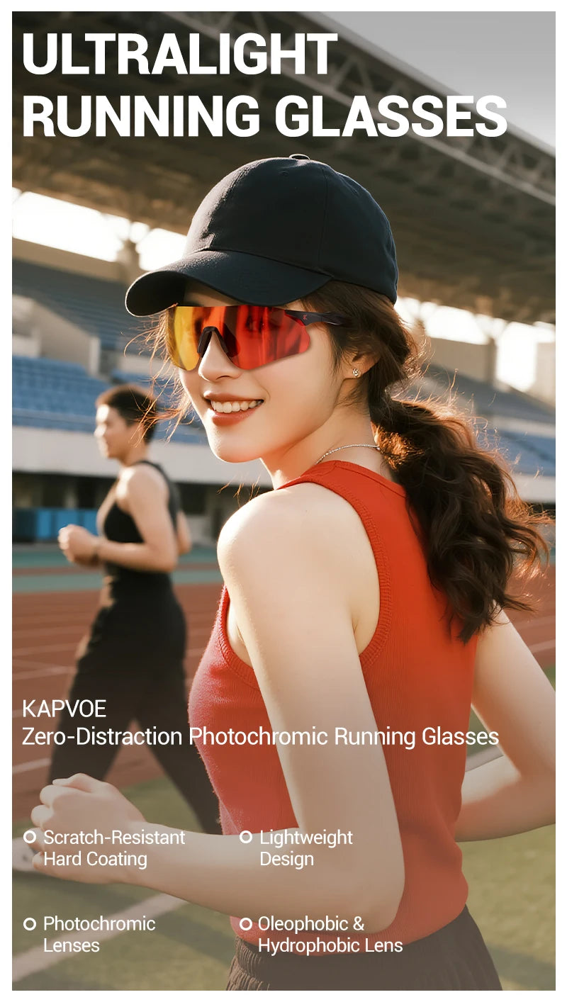 Kapvoe New Outdoor Running Cycling Glasses Bike Photochromic Sunglasses Women Eyewear Men Sports Marathon Bicycle UV400 Goggles