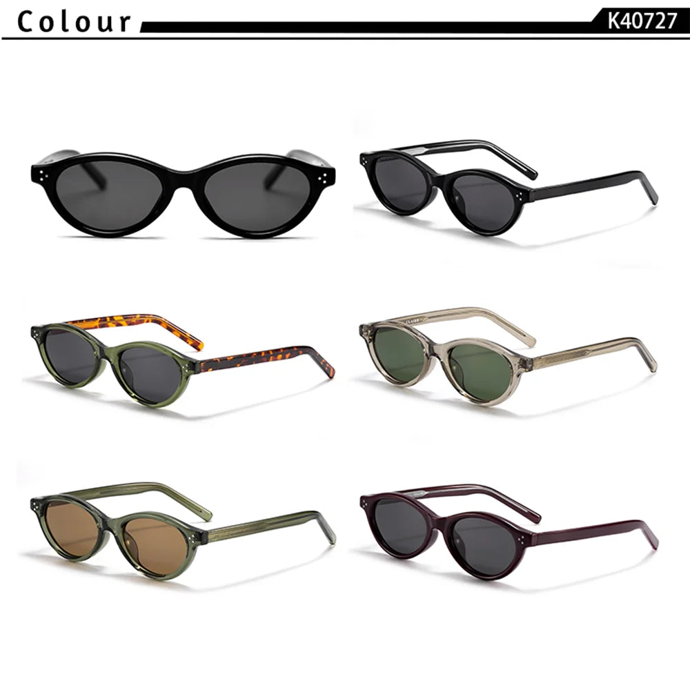 CATERSIDE Retro Oval Sunglasses for Women Men Tr Frame Acetate Pin Leg Polarized UV400 Protection Fashion Cat Eye Sun Glasses