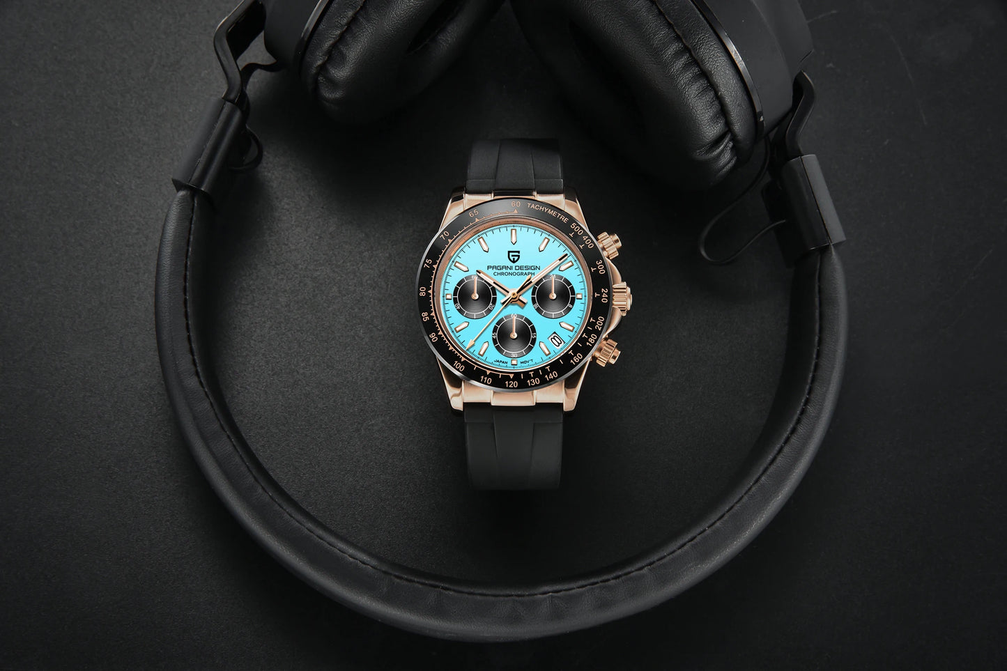 PAGANI DESIGN New Gold Blue Luxury Quartz Watch For Men Gift Box VK63 Movt Chronograph Sapphire Crystal Stainless Steel Watch
