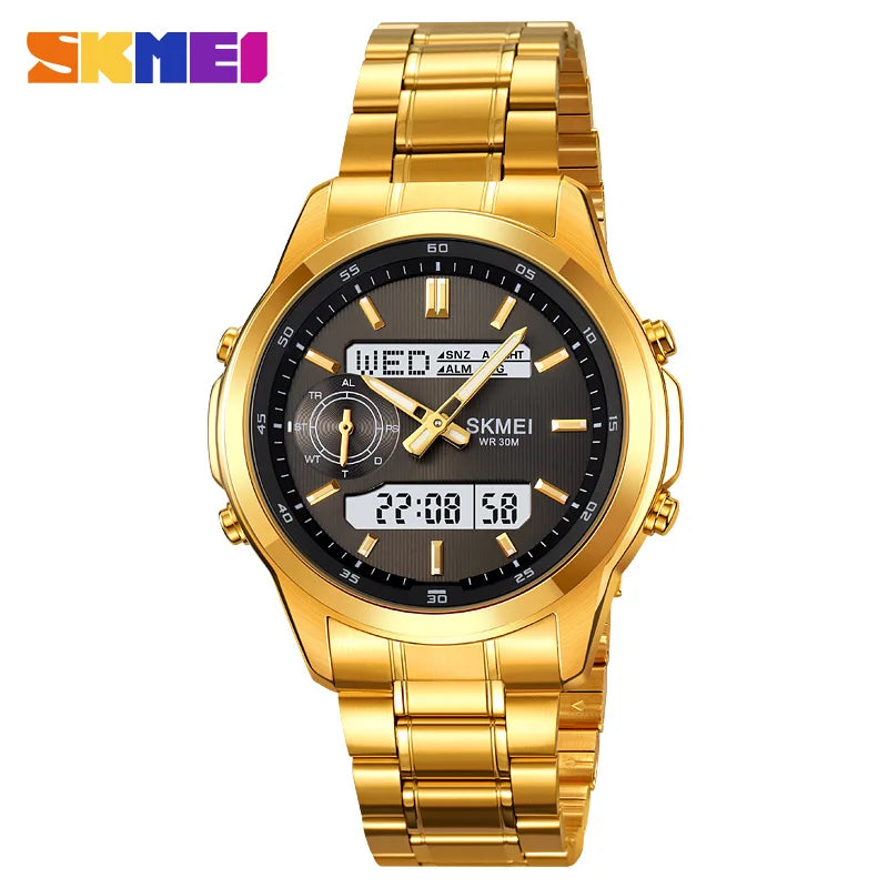 SKMEI 2284 Business Men's Electronic Multifunctional Dual Display Sports Waterproof Luminous Luxury Watch Digital Watch Reloj