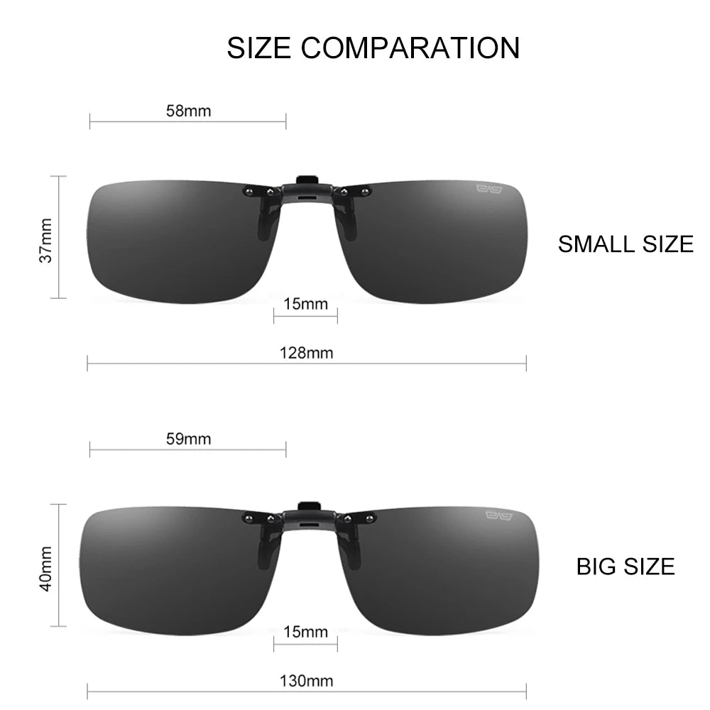 CAPONI New Sunglasses Clip For Men Square Polarized Photochromic Glasses Clip Flipped Up Protect Eyes Light Clip On Frame BS1282