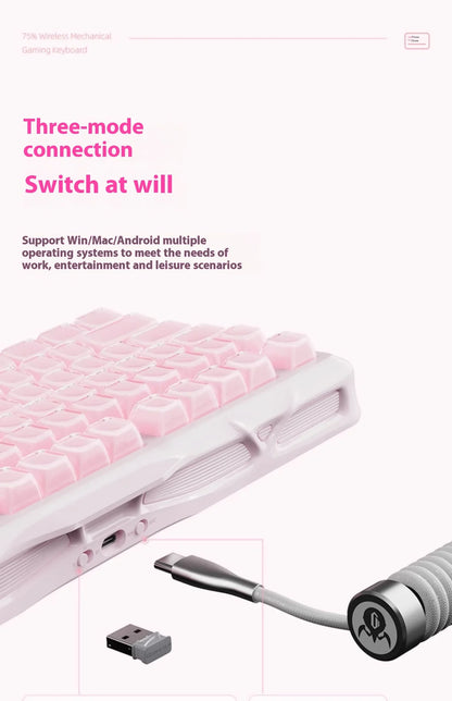 Mercury K1 Grava Star Breaking 75 RGB Mechanical Keyboard Gaming Bluetooth 2.4G Wired RGB Hotswap Gamer Non-contact Keyboard