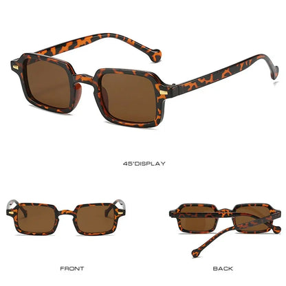 Fashion Square Sunglasses Women New Retro Rivets Decoration Glasses  Men Leopard Blue Sun Glasses Gradient Shades UV400