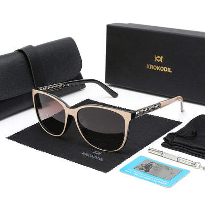 KROKODIL Polarized Sunglasses for Women Fashion Square Sunglasses Unisex Frame UV400 Protection With Boxes Set