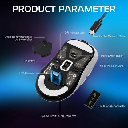 Attack Shark X3Pro kabellose Bluetooth-Gaming-Maus, optische Maus mit PixArt PAW3395 und 26000dpi, Tri-Mode-Verbindung, Makro-Gaming-Maus