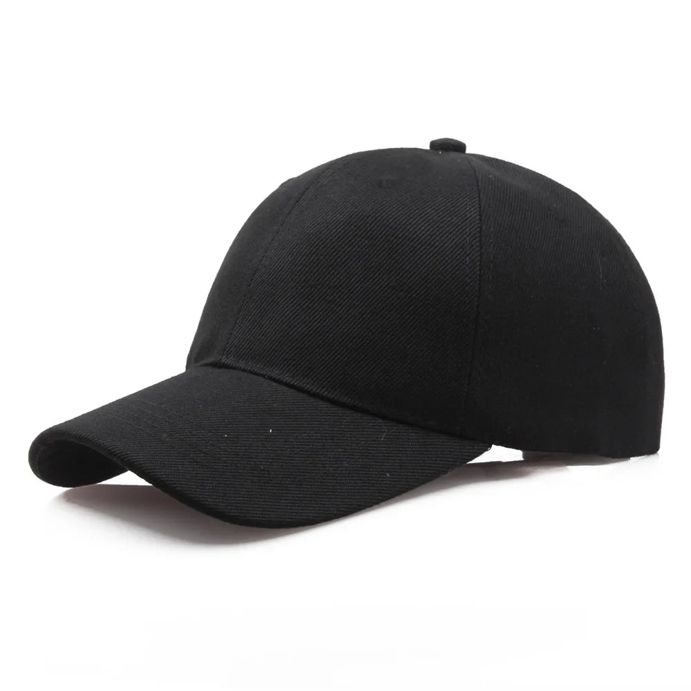 Czarna czapka bejsbolówka w jednolitym kolorze, snapback, casualowa czapka z daszkiem, dopasowana, hip-hop, dad hat, dla mężczyzn i kobiet, unisex