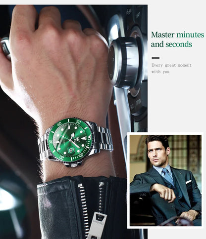 OLEVS Men's Watch Luxury Top Brand One-Way Rotating Outer Ring Design Quartz Watch for Men Auto Date Waterproof Wrist Watches