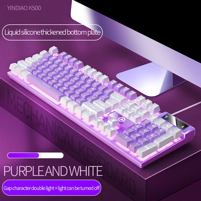 K500 Pink Wired Gaming Keyboard 104 Keys with White Pink Keycaps, USB Full Size Pink Wired Gaming Keyboard for PC, Laptop & Desktop