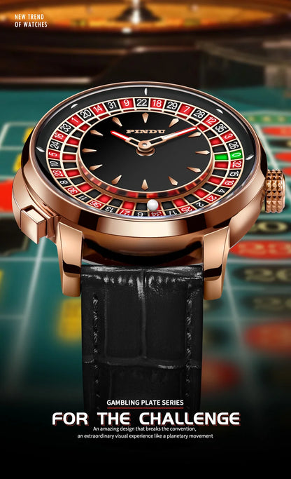 PINDU Watch Top Brand Luxury Upgraded Version Button Roulette Men's Mechanical Watch Stainless Steel NH35A Sapphire Glass Watch