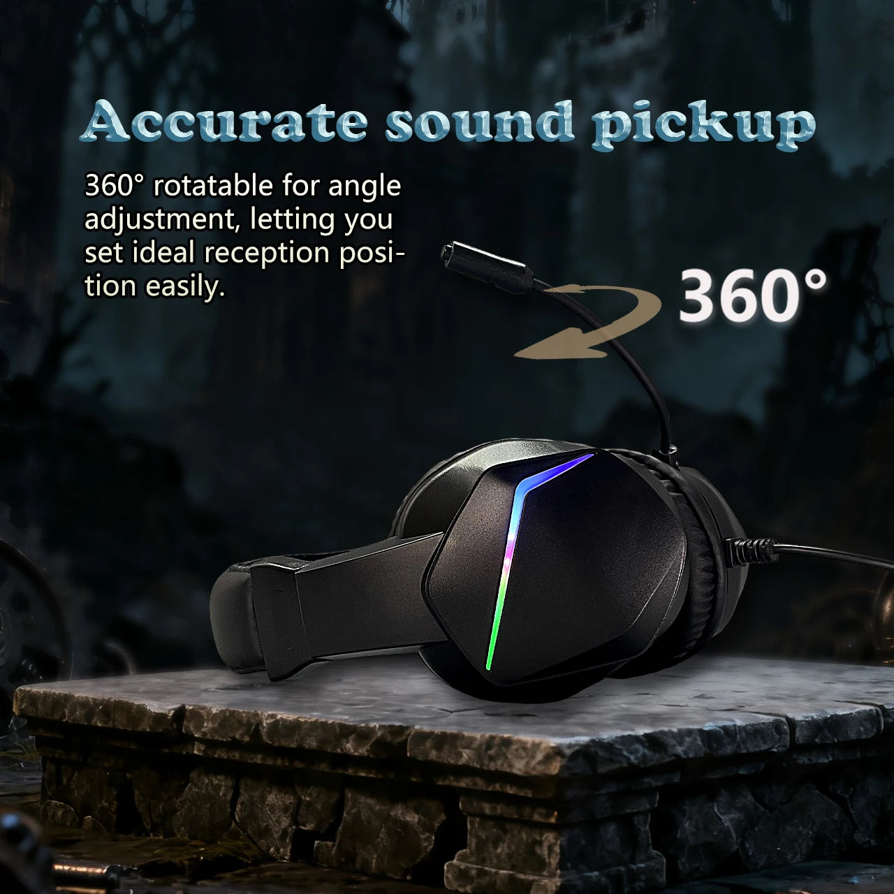 H21 Wired Gaming Headphones with Microphone, 50mm Driver Stereo Headset for PS5 PS4 Xbox Switch PC Computer Music and Online Meetings