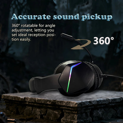 H21 Wired Gaming Headphones with Microphone, 50mm Driver Stereo Headset for PS5 PS4 Xbox Switch PC Computer Music and Online Meetings