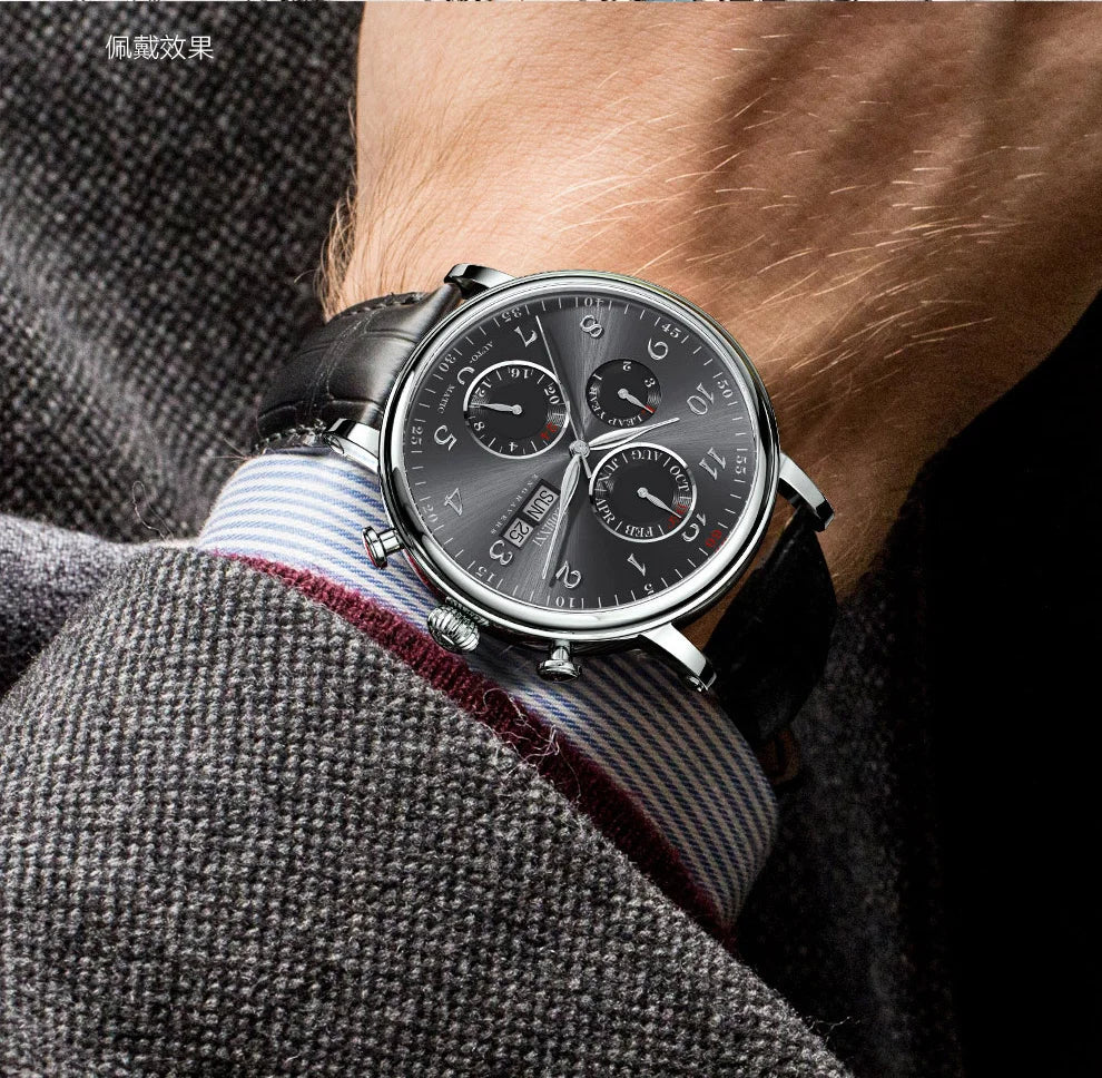 Luxury Brand Switzerland LOBINNI Ewiger Kalender Automatische mechanische Herrenuhr Saphirglas Multifunktionsuhr L13019-8