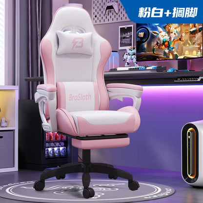 Ergonomic Gaming Chair High Back Racing Office Chair with Lumbar Support, Adjustable Swivel Leather Gaming Chair with Headrest for Desk Setup
