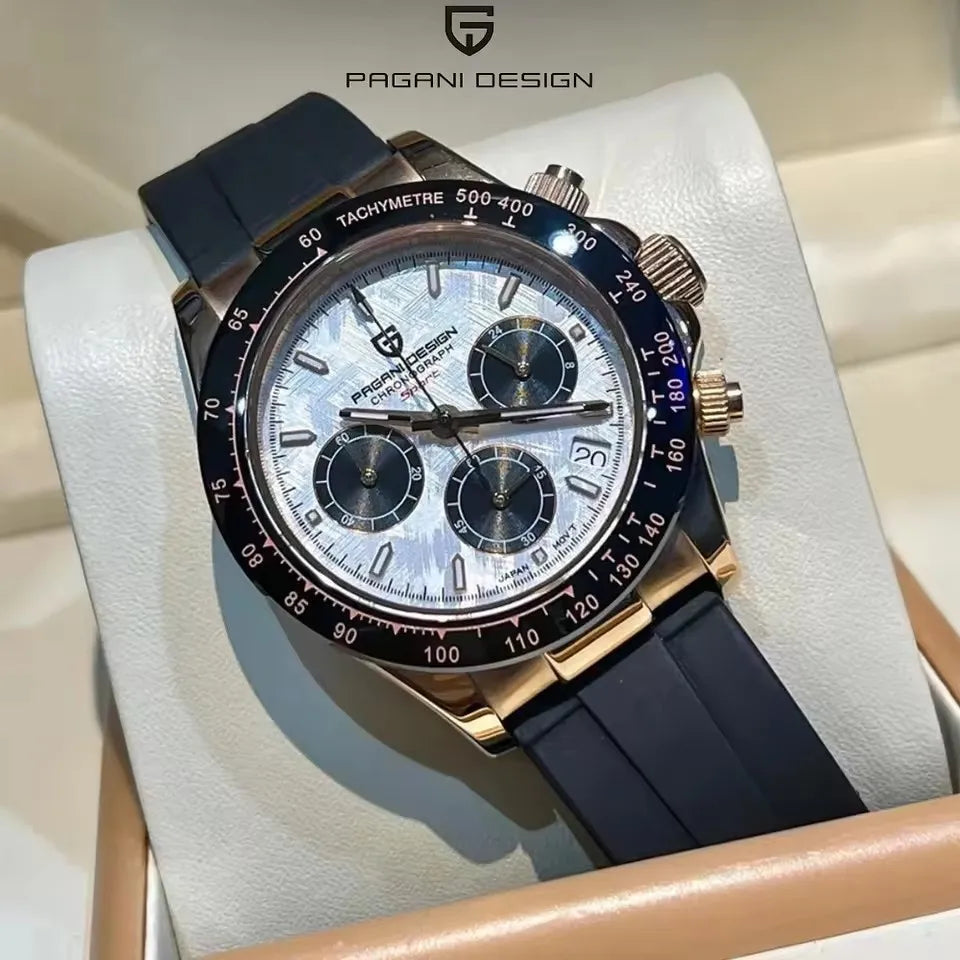 PAGANI DESIGN V2 40MM Quadrante meteorite Orologio da uomo al quarzo Cronografo retro in zaffiro Orologio impermeabile da uomo Reloj0 hombr