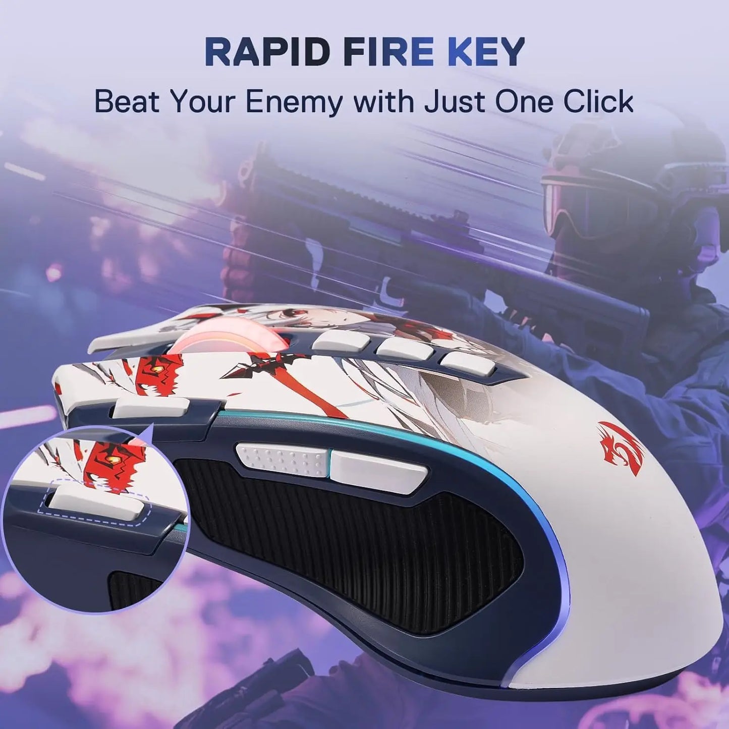 Redragon M612AK PRO RGB Gaming Mouse Wireless & Wired, 8000 DPI Optical Gaming Mouse with 9 Programmable Buttons, RGB Backlit Ergonomic Gaming Mouse