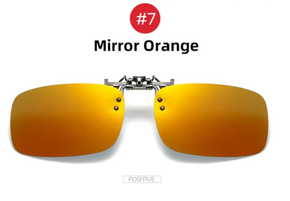 Classic Mirror Blue Flip Up Clip on Sunglasses Fishing Men Square Polarized Lens Metal Night Vision Driving UV400 Women Glasses