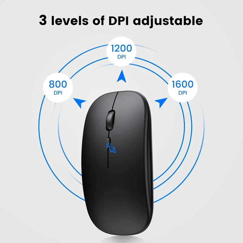 Rechargeable Wireless Mouse Bluetooth 2.4GHz Dual Mode, Silent Ergonomic Wireless Mouse with Adjustable DPI, USB Rechargeable Mouse for PC, Laptop, Mac & Tablet
