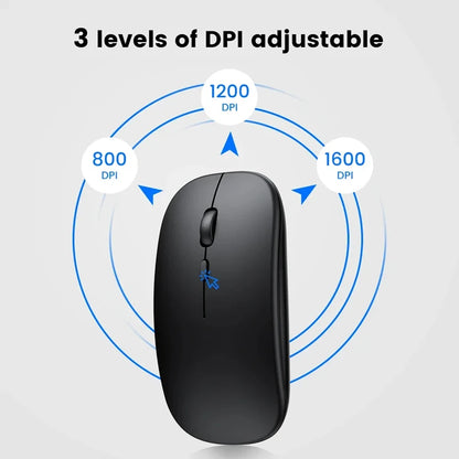 Rechargeable Wireless Mouse Bluetooth 2.4GHz Dual Mode, Silent Ergonomic Wireless Mouse with Adjustable DPI, USB Rechargeable Mouse for PC, Laptop, Mac & Tablet