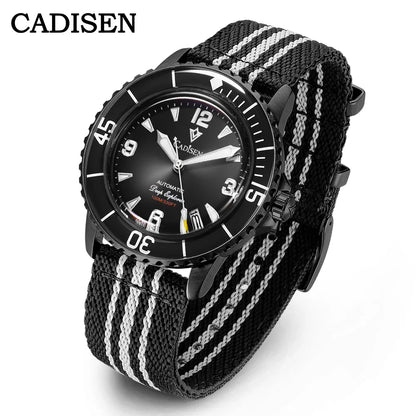 CADISEN Deep Explorer 2025 New Automatic Mechanical Watch Man Canvas Strap Wristwatch 8215 Luxury Luminous Waterproof Watches