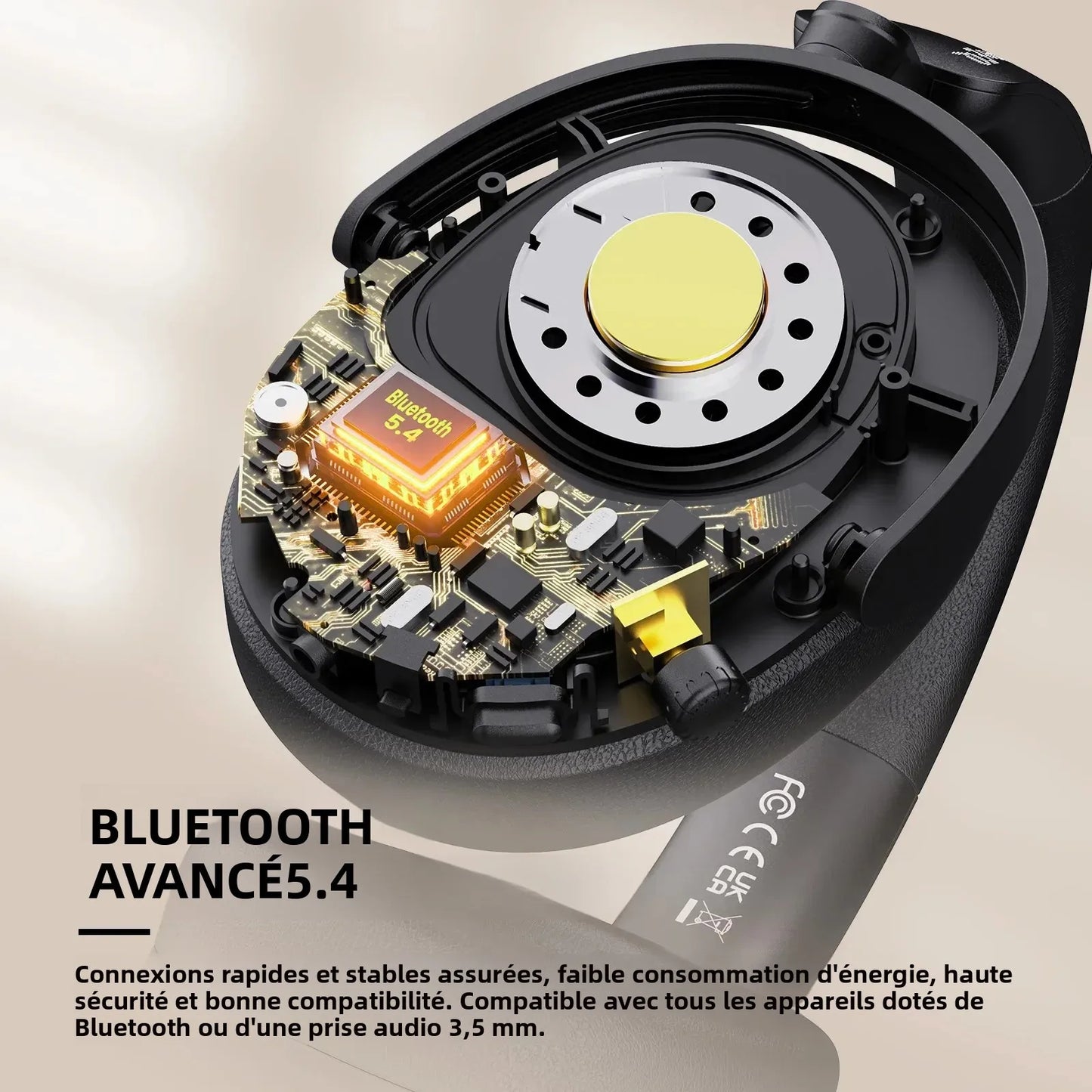 Auscultadores Bluetooth 5.4 Sem Fios Oneodio SuperEQ A200 ANC – Auscultadores Over-Ear com Cancelamento de Ruído, Microfone ENC, Áudio Hi-Res e Controlo por App