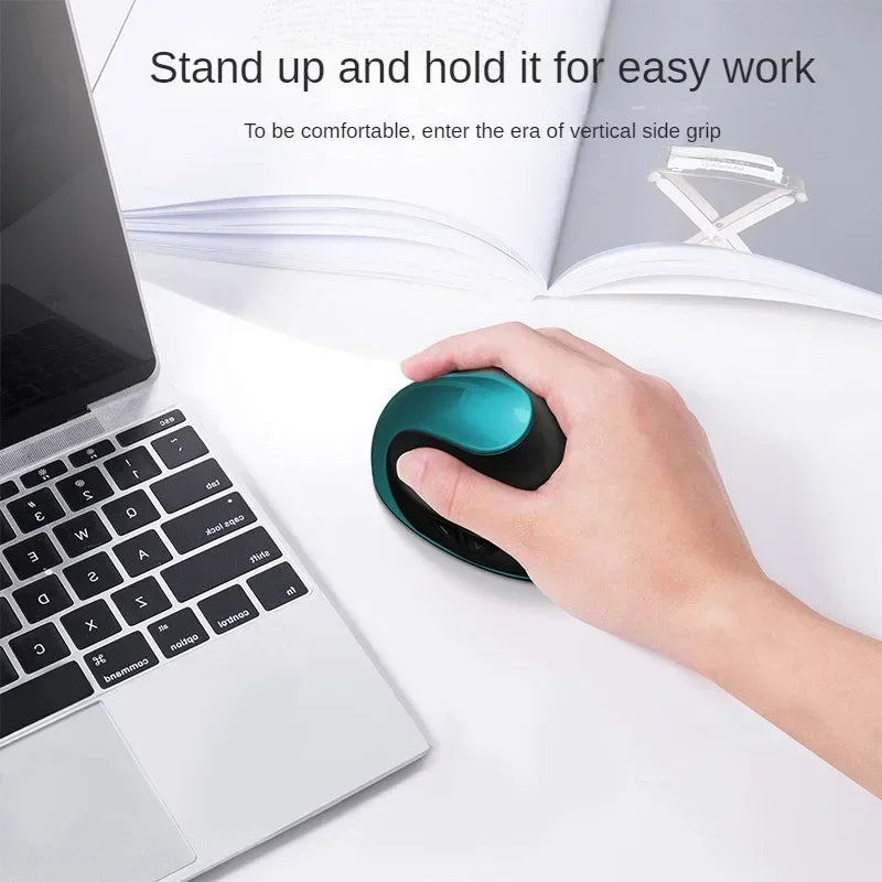 BTS-908 Ergonomic Wireless Mouse, Rechargeable Vertical Wireless Mouse with 2.4GHz USB Receiver, 1600 DPI Adjustable, 6-Button Ergonomic Mouse for Office & Laptop