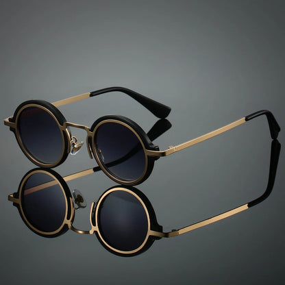 New Retro Small Round Frame Sunglasses for Men's Personalized Steampunk Outdoor Driving Sunglasses Street Photography