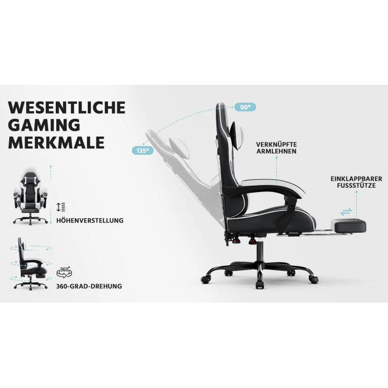 Ergonomic Gaming Chair Office Chair with Breathable Fabric, 360° Swivel Desk Chair, Adjustable Height Computer Chair with Lumbar Support