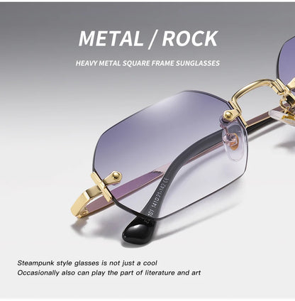 Vintage Rimless Polygon Sunglasses Women Men Luxury Brand Designer Popular Travel Small Frame Sun Glasses Ladies
