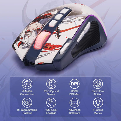 Redragon M612AK PRO RGB Gaming Mouse Wireless & Wired, 8000 DPI Optical Gaming Mouse with 9 Programmable Buttons, RGB Backlit Ergonomic Gaming Mouse
