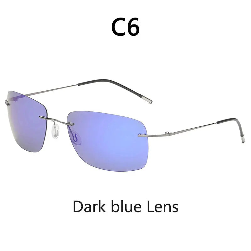 Titanium Frameless Polarized Sunglasses Driver Driving Night Vision Goggle Folding Ultra Light Color Film Titanium SunglassUV400