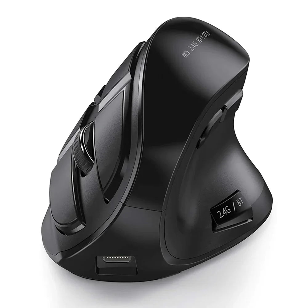 Seenda Vertical Wireless Mouse Bluetooth 5.0 Rechargeable Ergonomic Mouse for PC, Laptop, Mac, iPad & Tablet, 2.4G USB Multi-Device Wireless Mouse