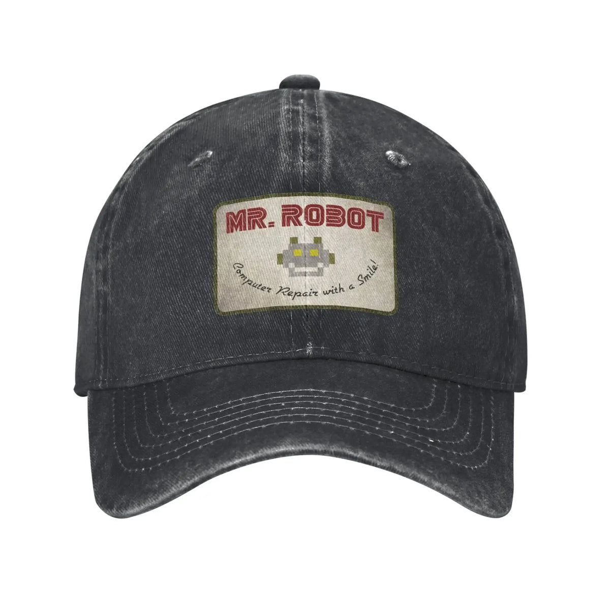 Șepci de baseball personalizate pentru bărbați, cu imprimeu anime „Computer with Sourires”, „Mr Robot”, stil retro cowboy, spălate, din denim, pălărie de soare, șapcă hip-hop
