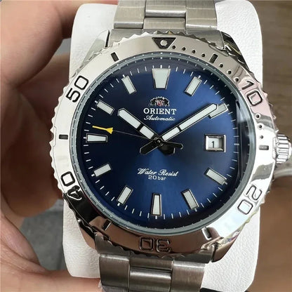 Original Orient Automatic Mechanical Watch 200M Water Resistant Unidirectional Bezel Black Dial Men's Sport Diver Watch