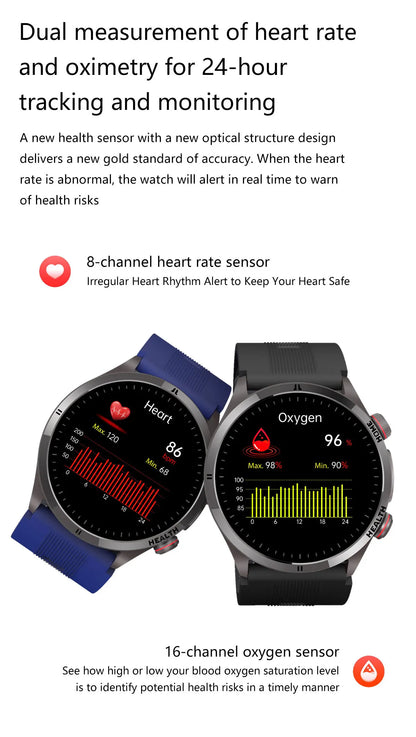 2026New Blood Pressure Air Pump Airbag Accurate Measure Smart Watch Men Micro Physical Examination Health ECG Smartwatch NFC BOX