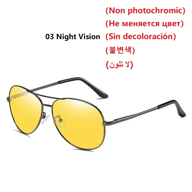 Luxury Photochromic Pilot Polarized Sunglasses Men Women Driving Chameleon Sun Glasses Change Color Day And Night UV400 Eyewear