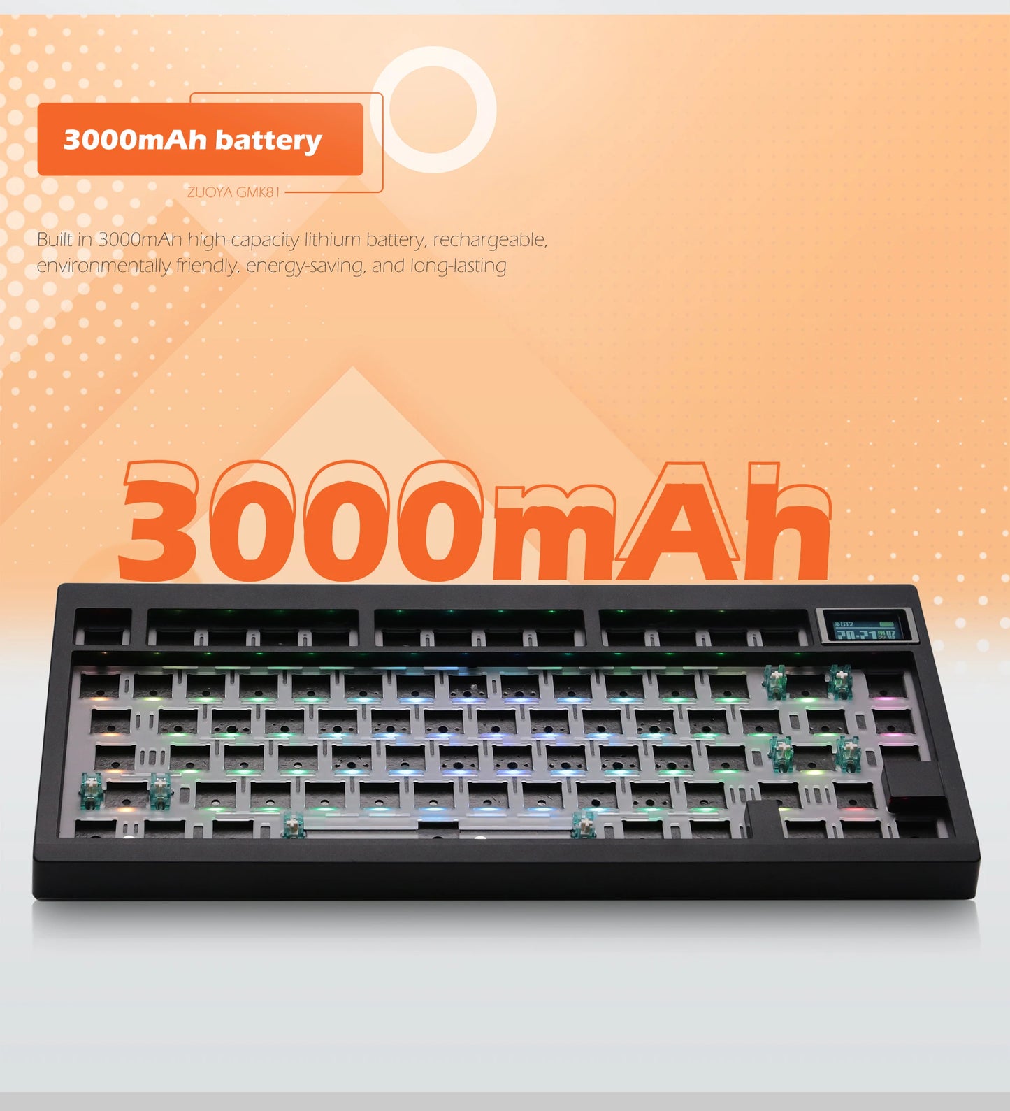 Kit de teclado mecânico ZUOYA GMK81 Hot-swappable Bluetooth 2.4G sem fios com retroiluminação RGB, estrutura gasket, suporte para