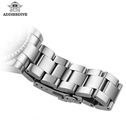 ADDIESDIVE Men's Quartz Watch 200m Waterproof Ceramic Bezel Steel Watch Magnifying Mirror Glass BGW9 Blue Luminous Diving Watch