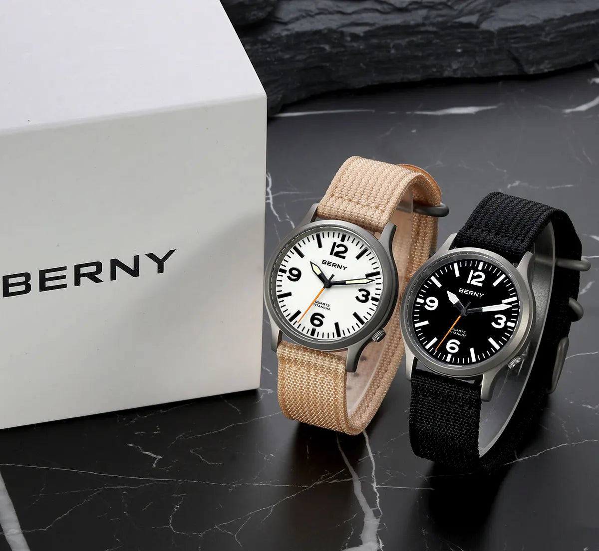 BERNY Full Titanium Men Watch Super Luminous Sports Quartz Watches Lightweight and Comfortable 5ATM Easy Read Wristwatch