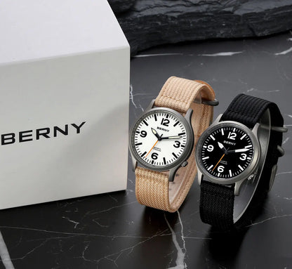 BERNY Full Titanium Men Watch Super Luminous Sports Quartz Watches Lightweight and Comfortable 5ATM Easy Read Wristwatch