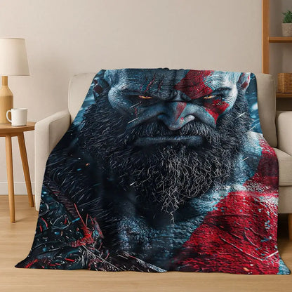 Classics God of War Kratos 3A Game Gamer Flannel Blanket,Warm and Cozy Soft Throw Blanket for Home Bedroom Bed Sofa Kid Gift