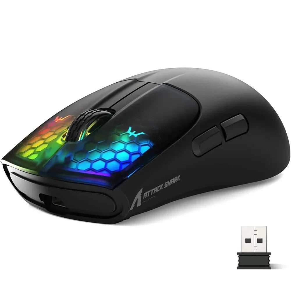 ATTACK SHARK X5 Wireless Gaming Mouse, 49g Tri-Mode Bluetooth Gaming Mouse with PixArt Optical Sensor, RGB Rechargeable Gaming Mouse for PC, Mac & Windows