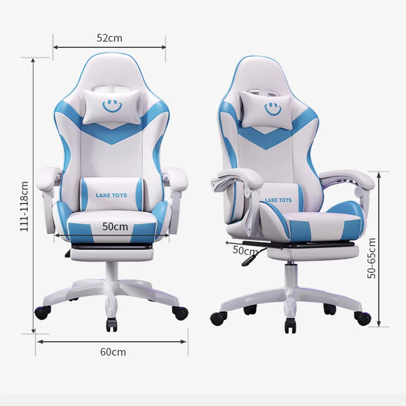 Ergonomic Gaming Chair High Back Racing Office Chair with Lumbar Support, Adjustable Swivel Leather Gaming Chair with Headrest for Desk Setup