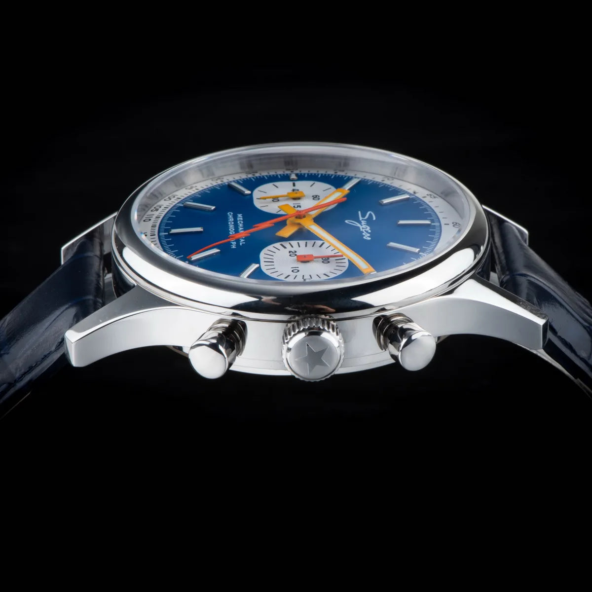 Sugess New Business Watch Mechanical Chronograph ST19 Original Swaneck Movement wristwatches Army Pilot Reloj Hombre Sappire