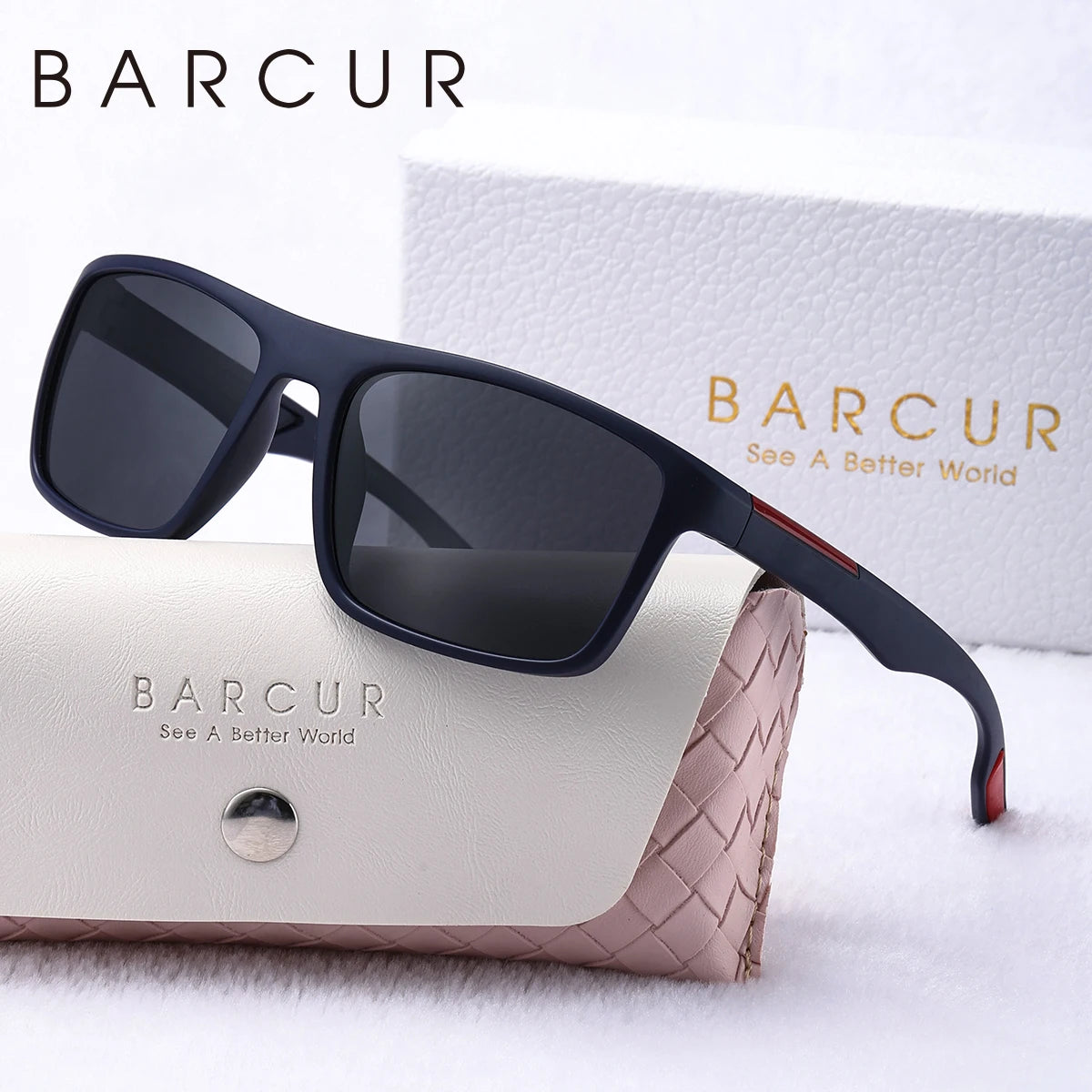 BARCUR Fashion TR90 Men Sunglasses Sturdy Durable Rectangle Frame Cool Outdoor Sports Men And Women Polarized Sunglasses