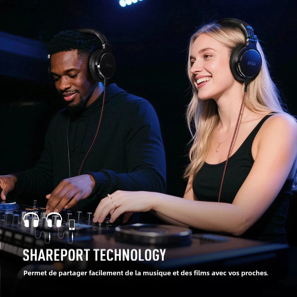 OneOdio EKSA P100 Professional Studio Headphones Wired HiFi Over Ear DJ Monitor Headphones with 50mm Driver, Mic, 3.5mm/6.35mm Audio Cable